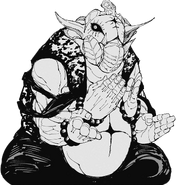 Ganesha in the manga (gray).