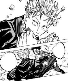 Maki intercepts Naoya with her fist