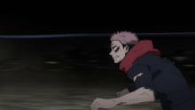 Mahito's hardened body stops Yuji's punches (Anime)