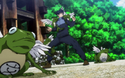 Megumi summons his Bottomless Well Toads against Todo.