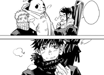 Maki, Panda y Toge esperando a Yuta.