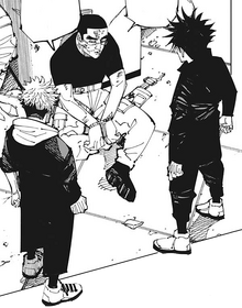 Yuji and Megumi interrogate a soldier