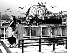 Kenjaku escorting Setsuko Sasaki