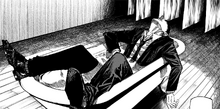 Hiromi laying in a bathtub
