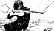 Mai shoots Pseudo-Geto with a sniper rifle.