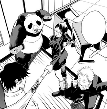 Maki, Toge, and Panda threaten Yuta