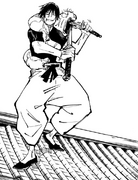 Toji switches weapons.
