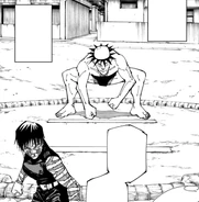 Miyo activates his Simple Domain and invites Maki to a sumo bout.