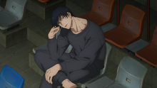 Toji's cold and lax demeanor, unable to remember who "Megumi" is when asked about him.