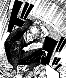 Yuji hit with Higuruma's giant gavel