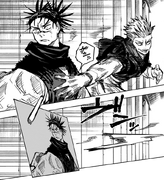 Choso struggles against Naoya.