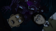 Sasaki and Iguchi about to be attacked by Curse Spirits (Anime)