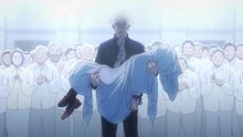 Satoru retrieves Riko's body (Anime)