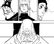 Master Tengen asks that two people between Yuta, Yuki, and Choso guard them.