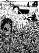 Yuta trying to save someone from a swarm of cursed cockroaches.