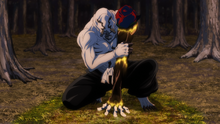 Hanami converting plant life into cursed energy (Anime)