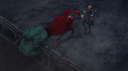 Kechizu spits blood on Yuji (Anime)