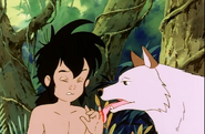 Mother Wolf Licks Mowgli's finger