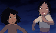 Mowgli and Shanti running in fear