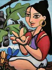 Rosa's portrait of Alberta Falls, found both in Disneyland's Jungle Cruise and the Skipper Canteen