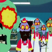 The Zombies who work at the restaurant become mind-controlled by Skeeter.