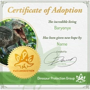 Сертификат DPG о символическом усыновлении барионикса для распечатки