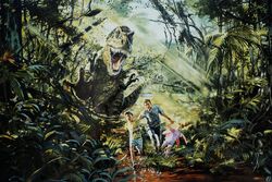 Movie art illustration T-Rex attacks