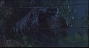 The Tyrannosaurus Rex‘s first appearance in the storm from Jurassic Park (1993)
