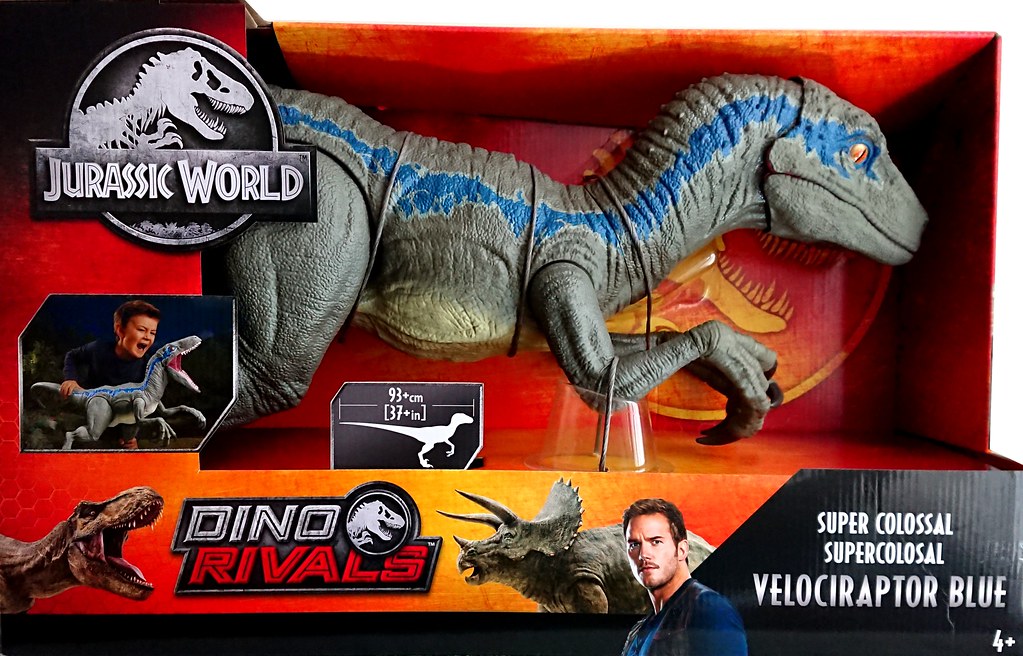 VELOCIRAPTOR BLUE FIGURINE JURASSIC WORLD SUPER COLOSSAL DINO