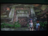 The ruins of the Visitor Center is completely destroyed and put an end of the two Scorpios rexes