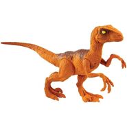 An orange variant Velociraptor figure for Jurassic World: Fallen Kingdom.