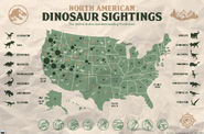 North American dinosaur sightings map