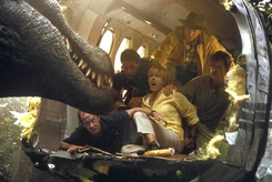 The Spinosaurus attacks the destroyed plane.