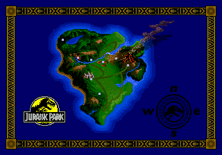 The dots show the characters' progress across Isla Nublar: the highest is the location of the Jungle level, and the lowest is the location of the helipad.
