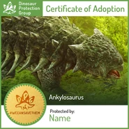 Сертификат DPG о символическом усыновлении анкилозавра