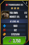 Tyrannosaurus rex Max Stats