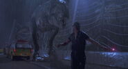 The Tyrannosaurus rex chases after Ian Malcolm.