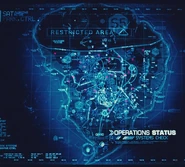 Схема острова в Центре управления Мира Юрского Периода в 2015 году