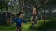 Parasaurolophus chases campers