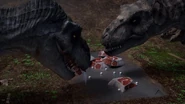 Big Eatie and Little Eatie eating the Aggression-Enhancing Drugs in their food.