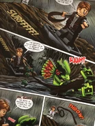 Owen Grady and a Dilophosaurus in the second issue of "Dino Squad"