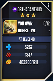 Orthacanthus VIP Pack, Jurassic World: The Game Wiki