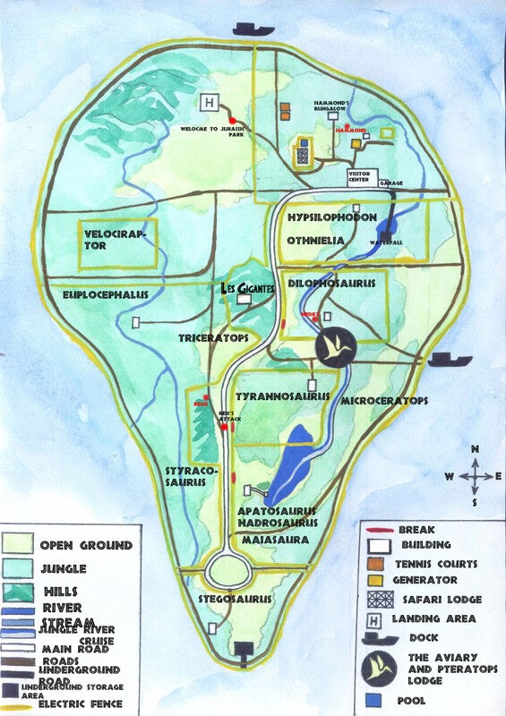 Isla Sorna Map (S/F) – Notes and Annotations  Jurassic park, Jurassic park  world, Jurrasic park