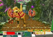Dilophosaurus attacking in the Jurassic Park (arcade game).