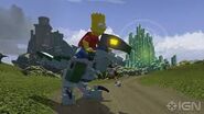 Lego Dimensions Bart Simpson riding Blue the Velociraptor from Jurassic World