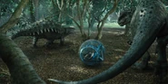 I.Rex,GyrosphereandAnkylosaurus.jpg (231 KB) Indominus rex and Ankylosaurus about to fight with Gyrosphere 07 in the center