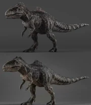 Сравнение Гиганотозавра (сверху) и его  от  (снизу)