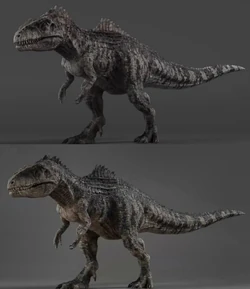 Сравнение этого Гиганотозавра (снизу) с  (сверху)