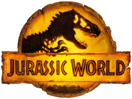 Une version ambrée du logo ressemblant étroitement au logo de Jurassic World : Le Monde d'après.