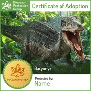 Сертификат DPG о символическом усыновлении барионикса